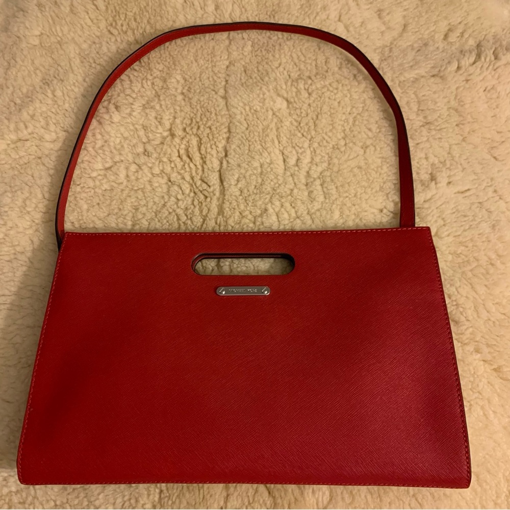 Michael Kors Red Rectangle Shoulder Leather Bag
